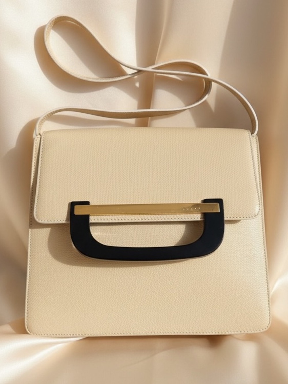 Rare Tom Ford era Gucci Handbag with Black and Gold-tone Accent-See flaws